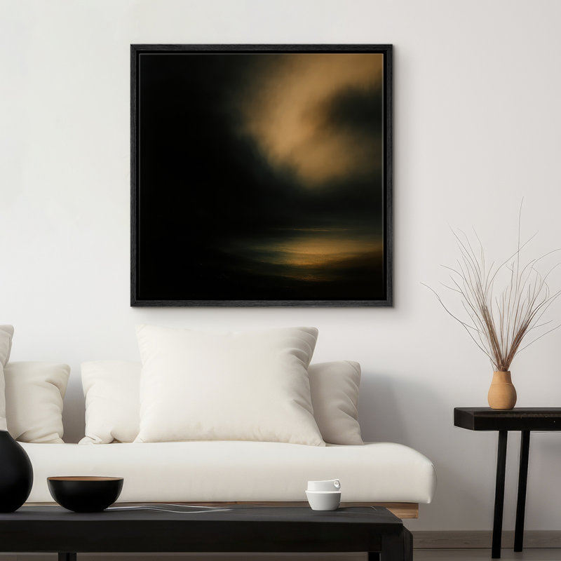 Reproduction d'art encadrée sur toile pour décor moderne neutre, H 24 po x l 24 po, Noir