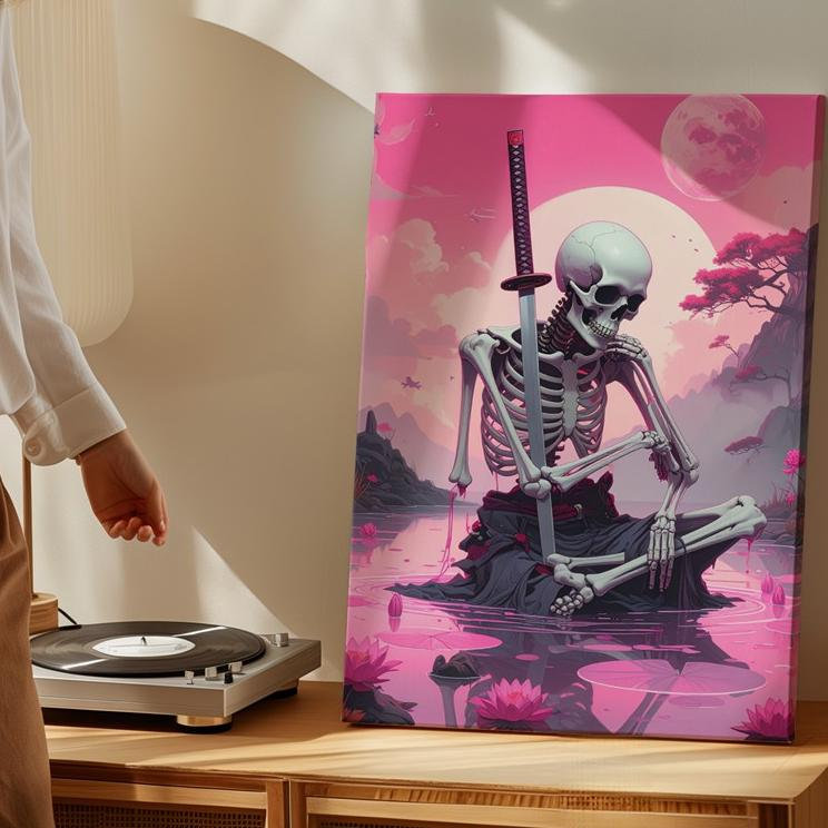 Neon Dream Skeleton Meditation, H 24 po x l 18 po