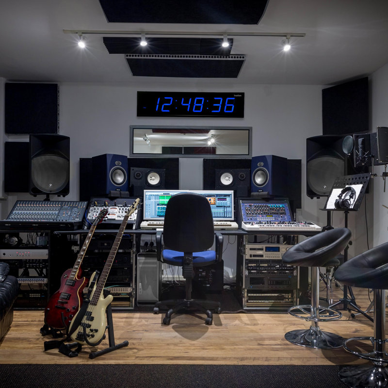 Horloge murale numérique à DEL, Petit, Bleu et noir