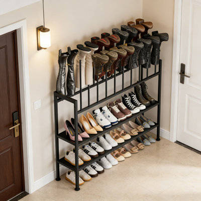 Range-chaussures à 3 niveaux - Range-chaussures en métal robuste pour bottes hautes, espadrilles et talons hauts, peut contenir jusqu'à 10 paires, solution d'économie d'espace avec conception à l'envers