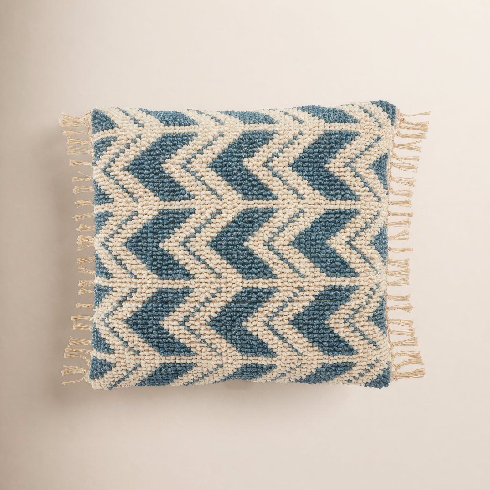 Oakleaf Chevron Throw Pillow, Blue/Cream, Pillow Cover Only - No Insert
