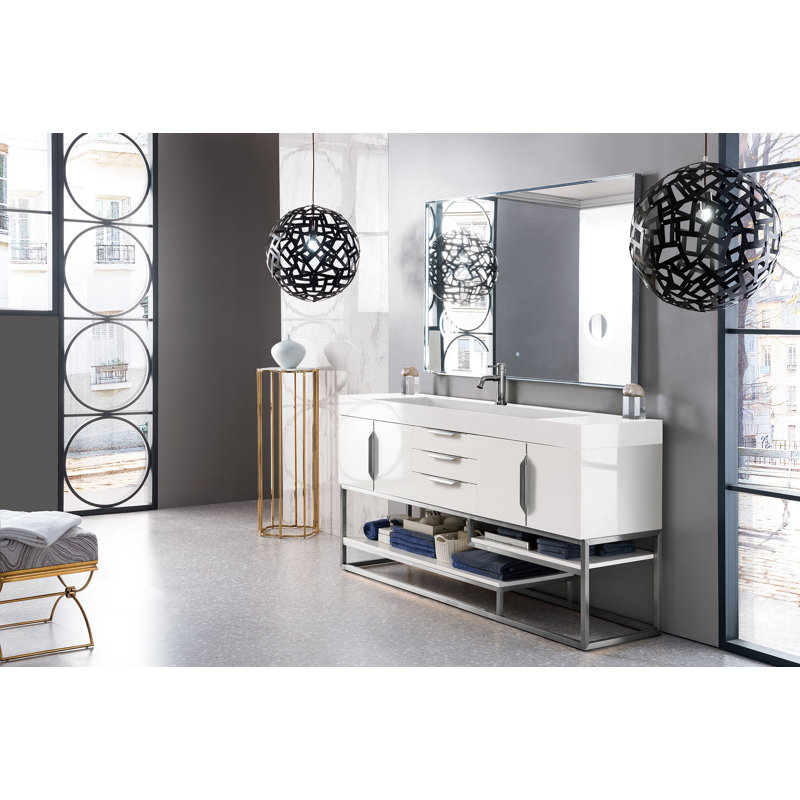 Columbia 72'' W Single Vanity, Glossy White, Dusk Gray, Brushed Nickel