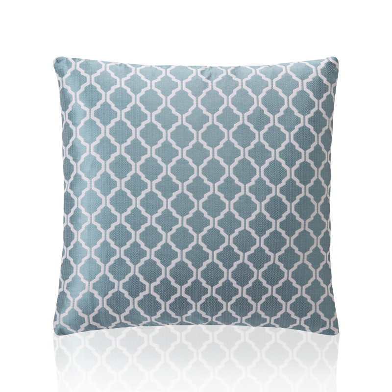 Dareece Geometric Square Cushion, Teal/White