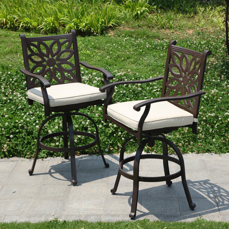 Alexamarie Aluminum Outdoor 27.8'' Bar Stool with Cushion