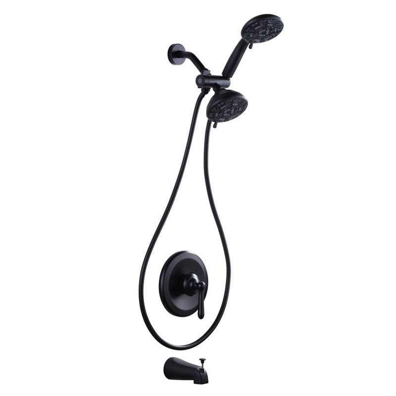 Single Handle 7-Spray Tub And Shower Faucet With Handheld Shower (Valve Included), Matte Black