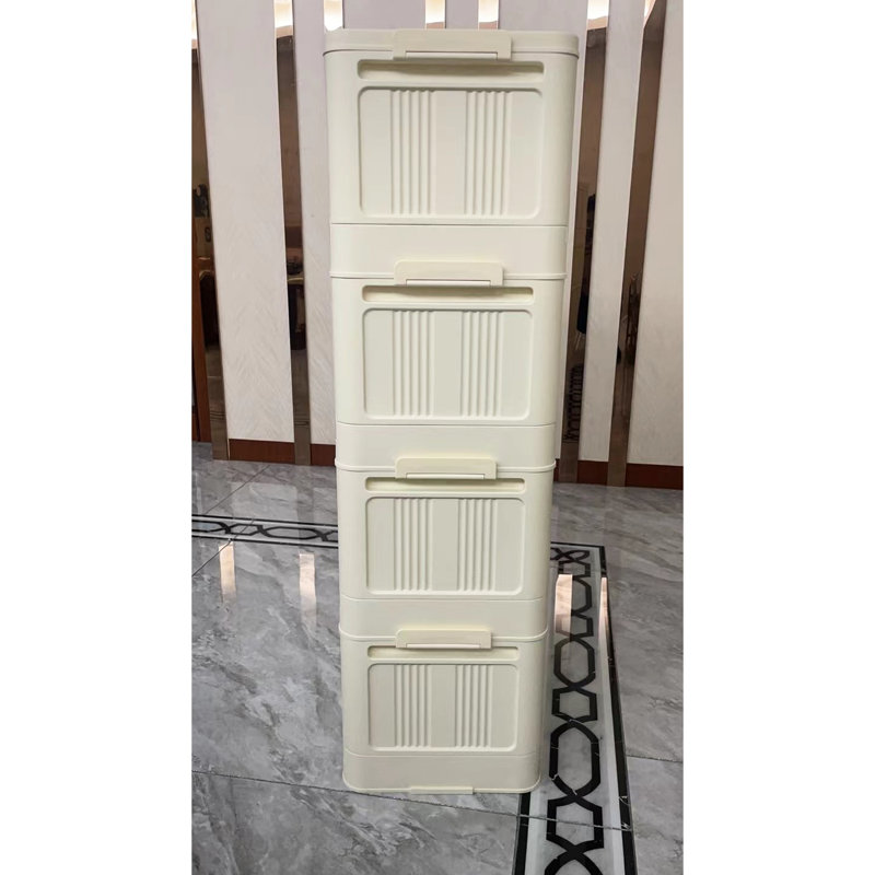 Armoire de rangement en plastique blanc crème avec 3 portes magnétiques et portes pliantes 19,39 po x 11,46 po x 31,1 po pour le salon