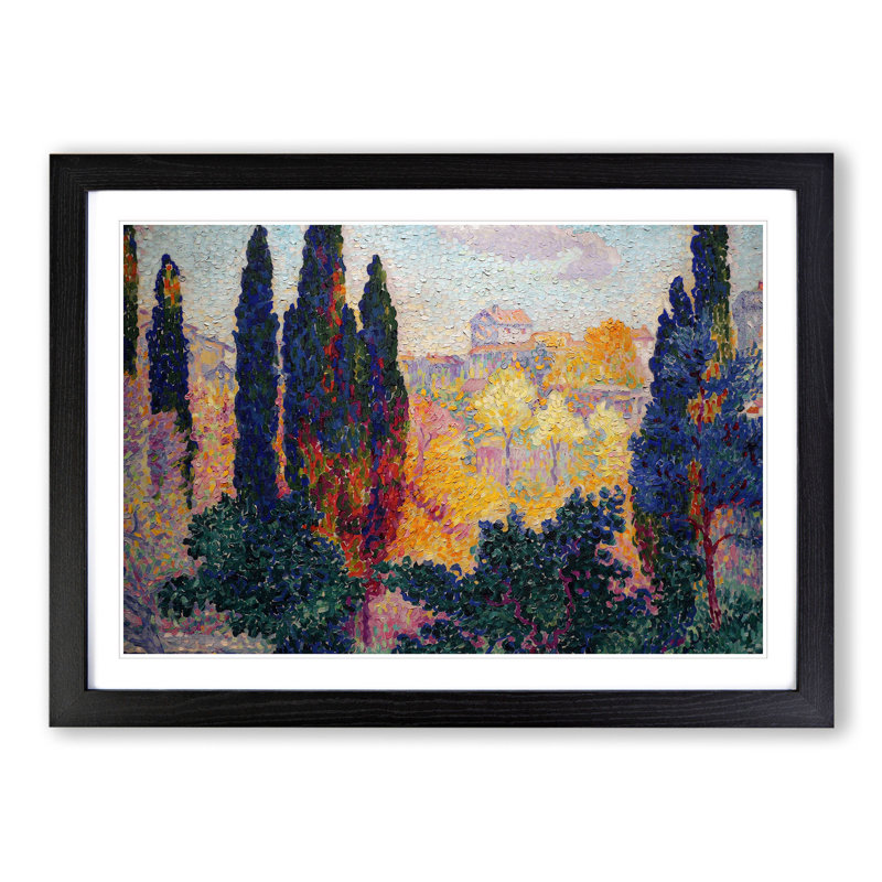 Cypresses by Henri-Edmond Cross - Picture Frame Painting, Black Framed, 27cm H x 36cm W x 2cm D