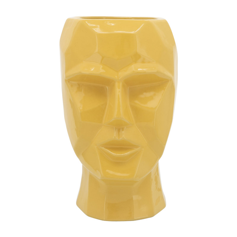 Vase en céramique 12 po Modern Novelty, Jaune