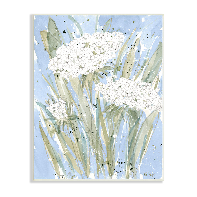 Fleurs de carotte abstraites bleues anglaises par Krinlox, Plaque murale, H 15 po x l 10 po x P 0,5 po