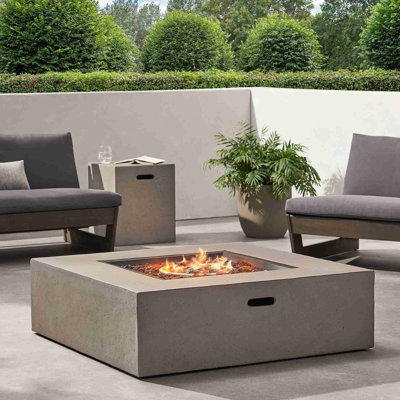 Table de foyer d'extérieur au propane 500g BTU avec support de réservoir - gris clair
