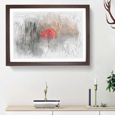 Red Poppy Flower in Abstract - Framed Print