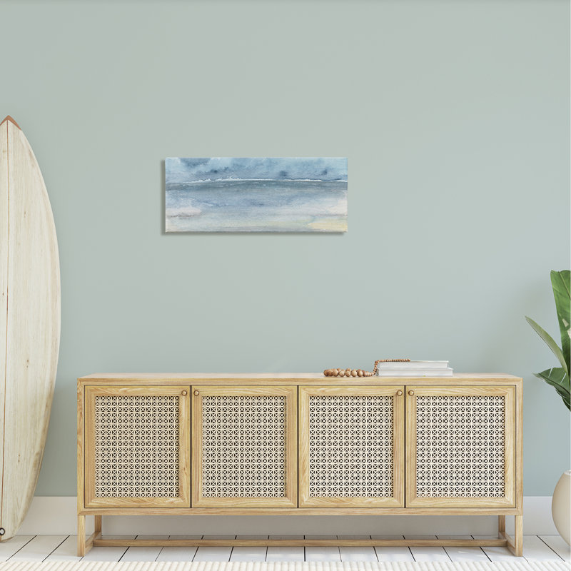 «Abstract Sea Waves Tide» par Regina Moore - Peinture, H 13 po x l 30 po x P 1,5 po, Toile tendue
