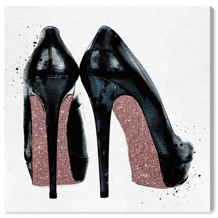 House of Hampton® Stay Fancy Shoes On Canvas Print | Wayfair