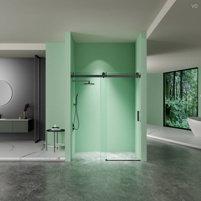 56" - 60" W X 76" H Frameless Soft-Closing Single Sliding Shower Door, 3/8" (10Mm) Tempered Glass With Easy-Cleaning Coating