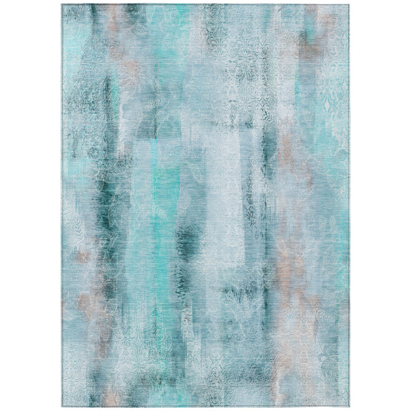 Tapis intérieur antidérapant lavable sarcelle 9 pi x 12 pi sarcelle