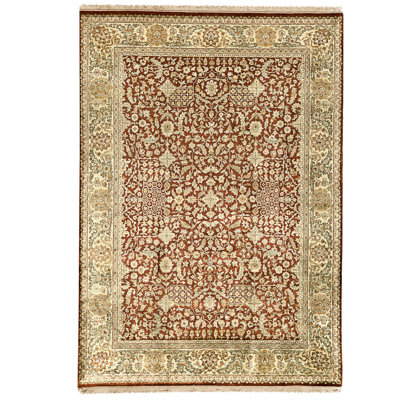 High-Quality Hand-Knotted Rust And Gold Area Rug