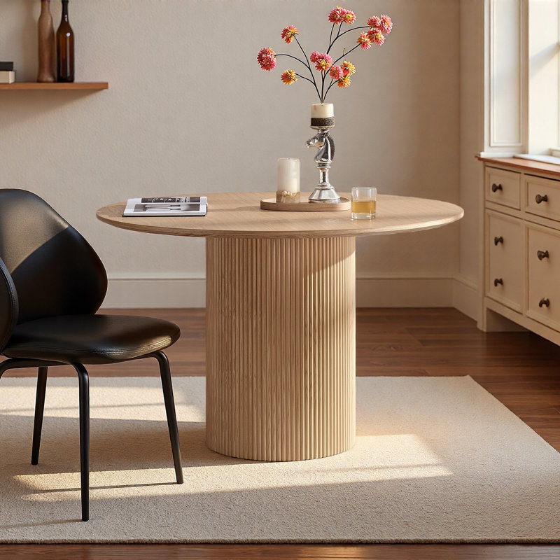 Table de salle à manger en panneau de fibres à densité moyenne pour salle à manger, Oak, H 29,88 po x L 47,24 po x l 47,24 po