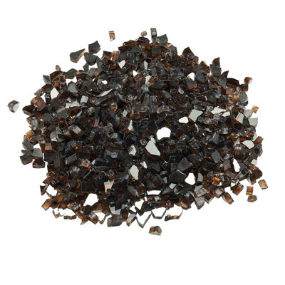 Verre de feu, roches de foyer résistantes aux hautes températures de 20 lb / 9,0 kg, roches de foyer réfléchissantes et sans fumée de 1/2 pouce / 12,7 mm, aménagement paysager en pierre à haute brillance pour table de foyer, cuivre