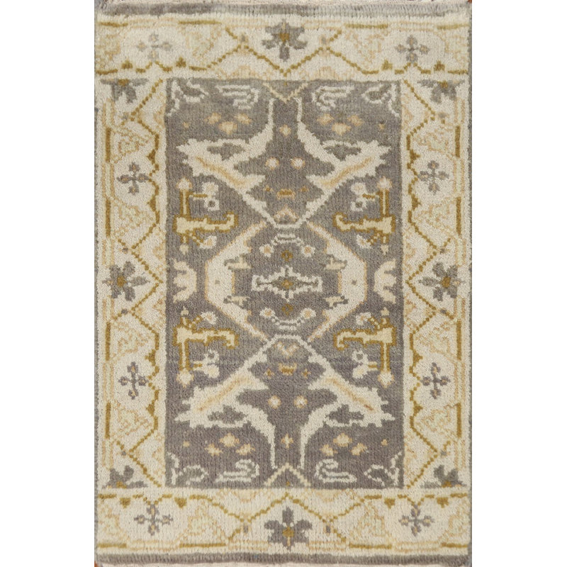 Tapis gris en laine gris Oushak 2x3