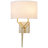 Modern 2-Light Gold Wall Sconce with Semi-Circular Fabric Shade - Vanity Lighting Fixture for Bathroom Bedroom Hallway, ETL Listed