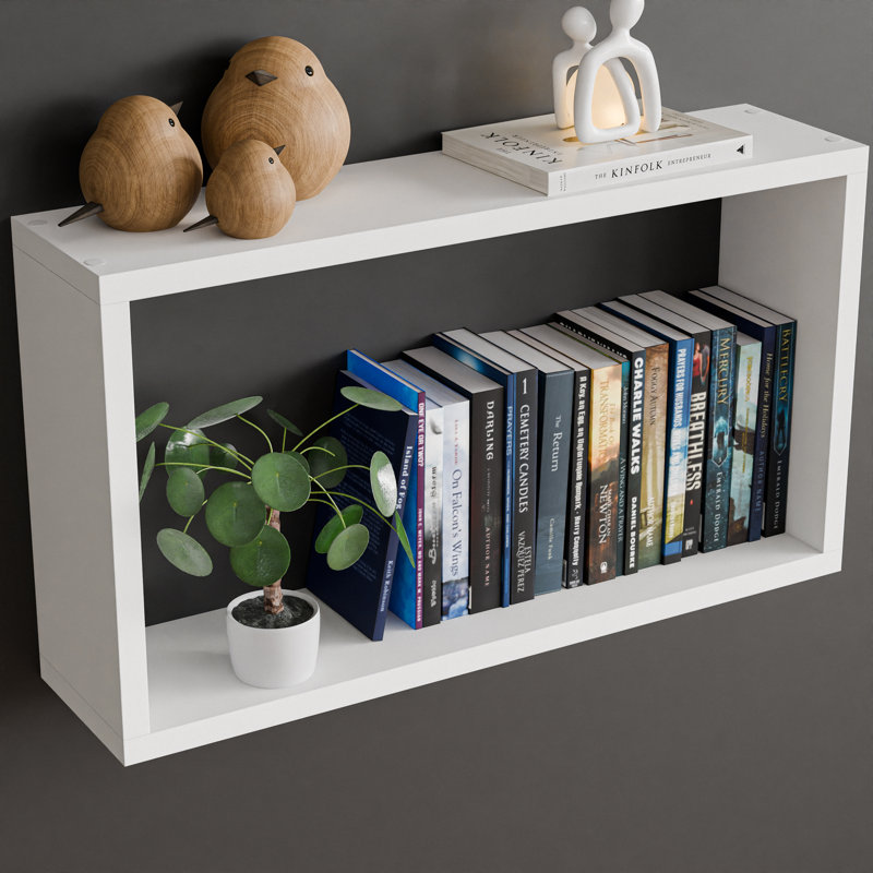 Solid Wood Decorative Storage Shelf Kubby 16.3, White