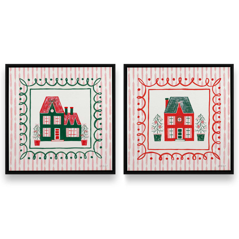 Ensemble de 2 impressions sur toile Evergreen Holiday Home, H 33 po x l 66 po, Impression encadrée sans passe-partout
