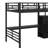 Full Size Metal Loft Bed With Desk, Storage Staircase And Small Wardrobe-106969732