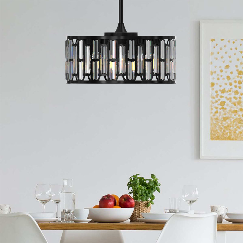 Amarlia 18'' Modern Bladeless Ceiling Fan with Crystal Accent, Black