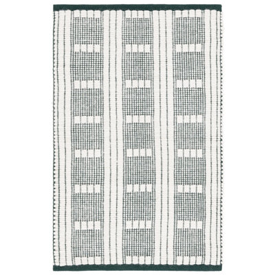 Vermont 951 Flatweave Wool/Cotton Geometric Rug in Green/Ivory