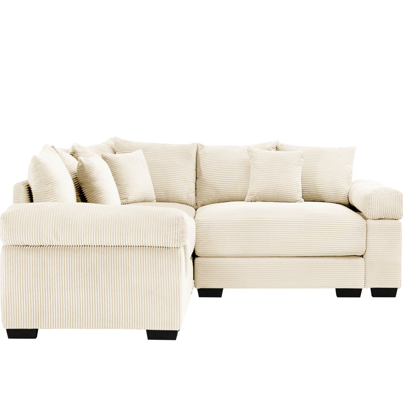 Oversized Cloud Modular Sectional Couch, 3 - Seat Cream Convertible With Deep Seat, Extra-wide , 10 Corduroy Throw Pillows, Ergonomic Design For A Charming Living Room Colored , Easy Assembly Home