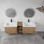 Meuble-lavabo mural avec lavabo en céramique blanche et tablettes de rangement et 1 porte à fermeture en douceur-586489715