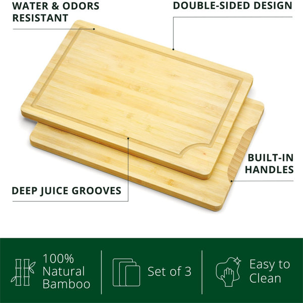 Farberware 4-Piece Kitchen Reversible Chopping Boards for Meal Prep and  Serving, Charcuterie Board Set, Wood Cutting Boards, Assorted Sizes, Bamboo