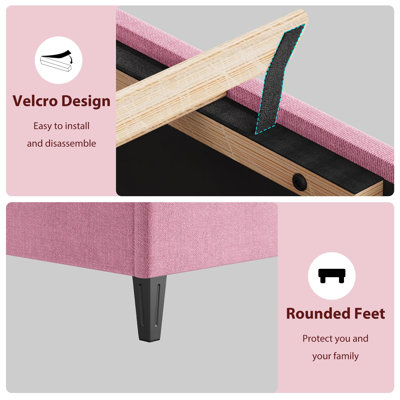 Heavy-Duty Platform Bed Frame, With Height Adjustable Fabric Headboard