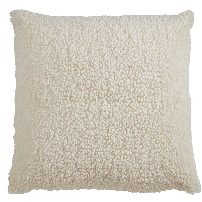 Ivory Faux Fur Euro Throw Pillow Cover