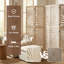 6 Panel Room Divider, Detachable Privacy Screens, Natural Wood