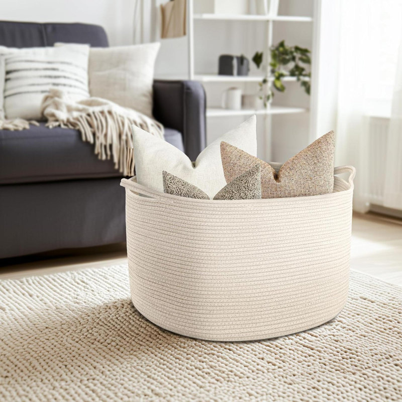 Laundry Basket with Handles, White
