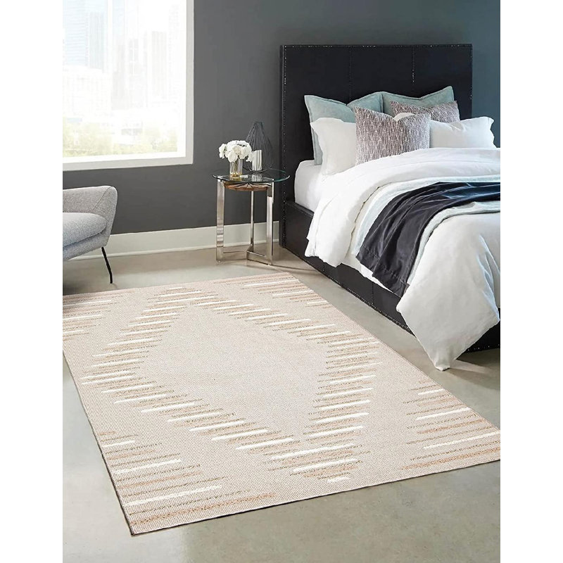 Tapis beige rectangulaire en jute / sisal de couleur unie tissé à la machine Rectangle 5 pi x 7 pi, Rectangle 5 pi x 7 pi
