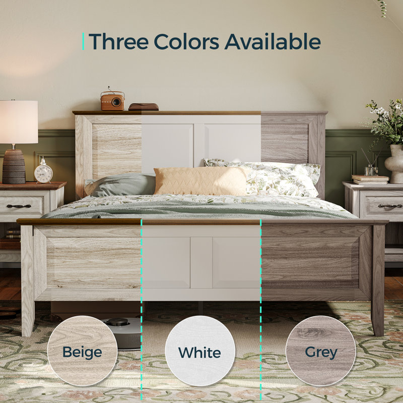 Vira Platform Bed With Headboard,Bed Frame