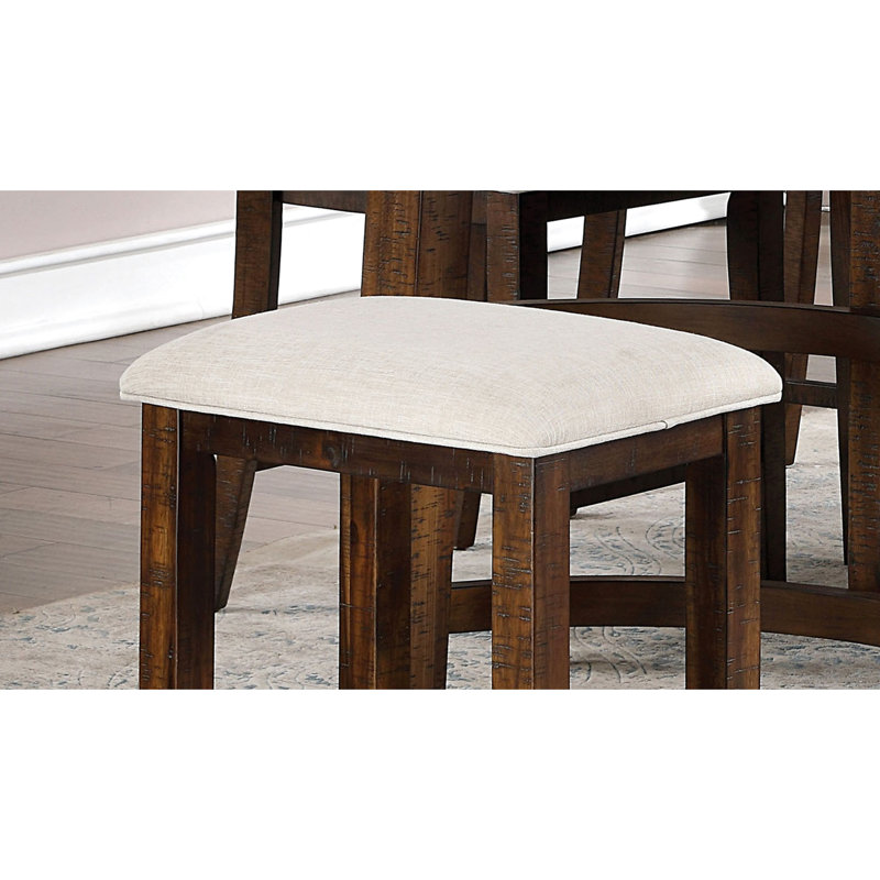 2 tabourets de salle à manger à hauteur de comptoir, finition chêne rustique, siège en tissu beige, tabourets en bois massif 2 pièces, style, bois, coussin,