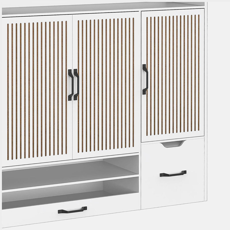 Armoire à chaussures multifonctionnelle avec tablettes réglables, tabouret, tiroir rétractable, range-chaussures minimaliste