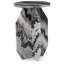 Table d'appoint Wira, plateau rond, base sculpturale, marbre blanc noir 23 pouces