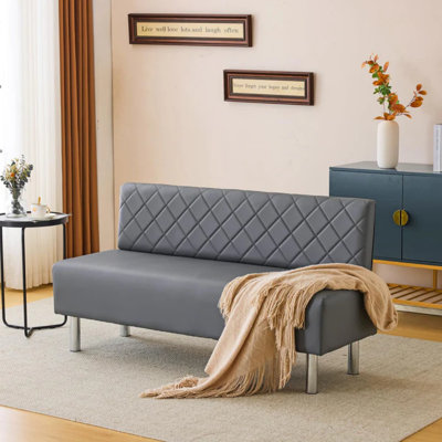 58.6In Upholstered Waiting Room Reception Bench Chair With Diamond Quilted Backrest