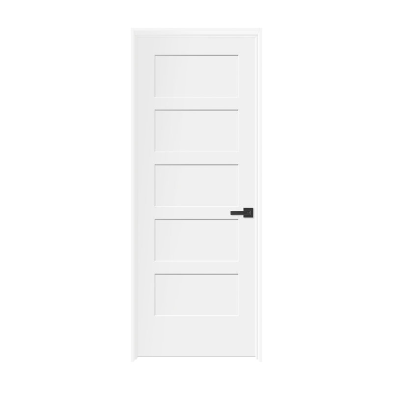 (Pré-verrouillé) Porte pré-suspendue intérieure à 5 panneaux apprêtés avec montants de porte de 4-9 / 16 po, Gauche