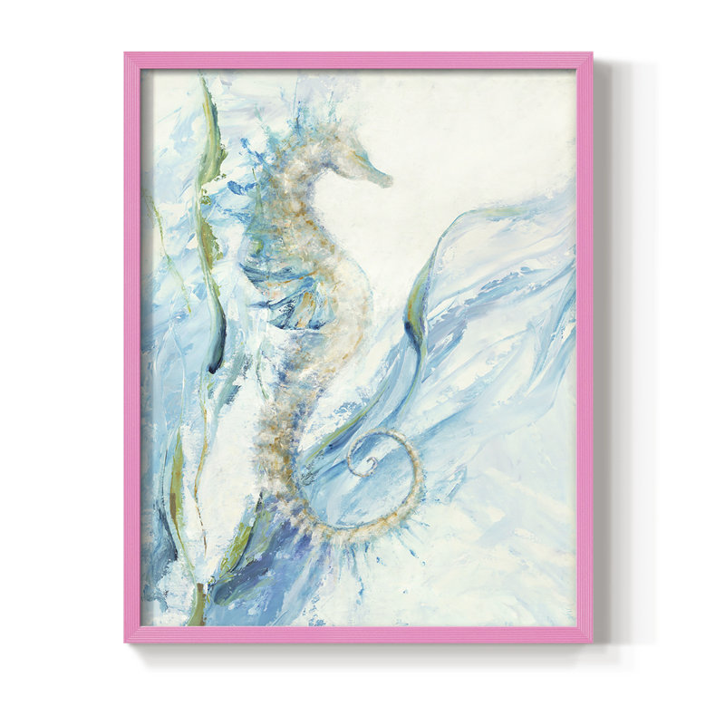 New Seahorse, reproduction encadrée - bois massif, H 11 po x l 9 po, Rose