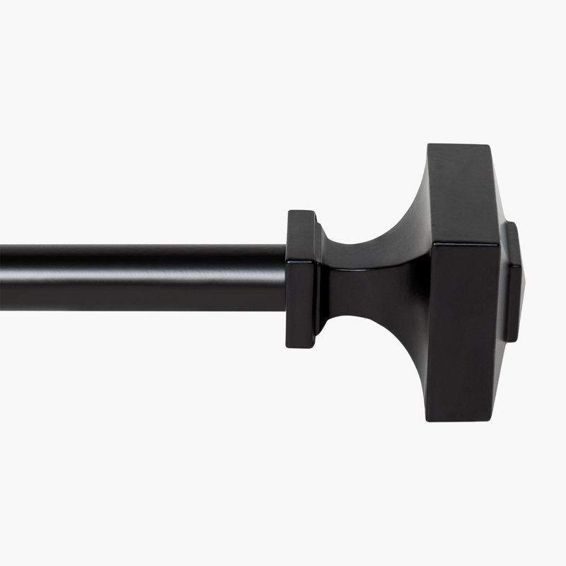  Tringle à rideaux pour fenêtre 44 - 120 po, tringle à draperie extensible robuste en métal 3/4 po, tringle à rideaux réglable avec embouts carrés décoratifs pour salon de chambre à coucher, noir mat