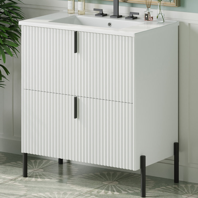 Meuble-lavabo 30 po avec lavabo en céramique, Blanc