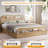 Wooden Bed Frame with Storage Headboard & Footboard, Low Profile Platform Bed with Wooden Slats, No Box Spring Needed-1857476110-1857476101