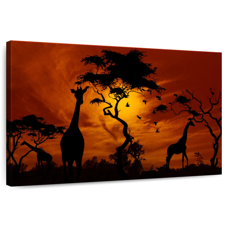 Brampt silhouette de girafes d'Afrique, H 26 po x l 39 po