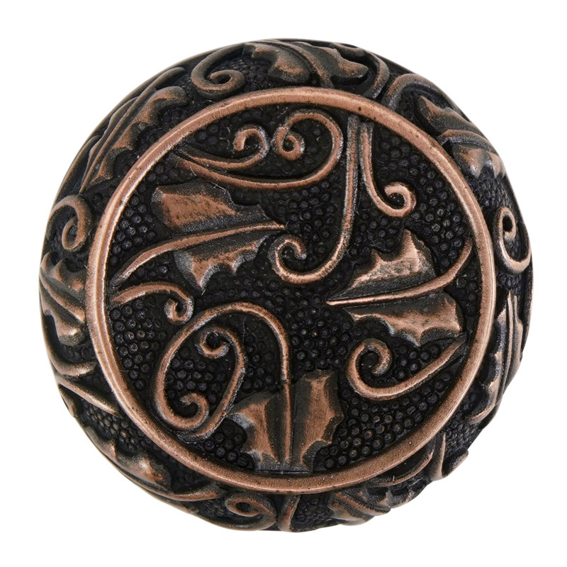 ROOKWOOD KNOB IN FLORENTINE PLATE, Copper