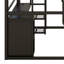 Lit mezzanine en métal avec poste de travail intégré, garde-robe ouverte, éclairage DEL et grand rangement